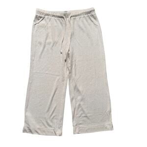 Andie Crop Pant Womens Medium Coconut White Elastic Waist Comfy Lounge NWT $78